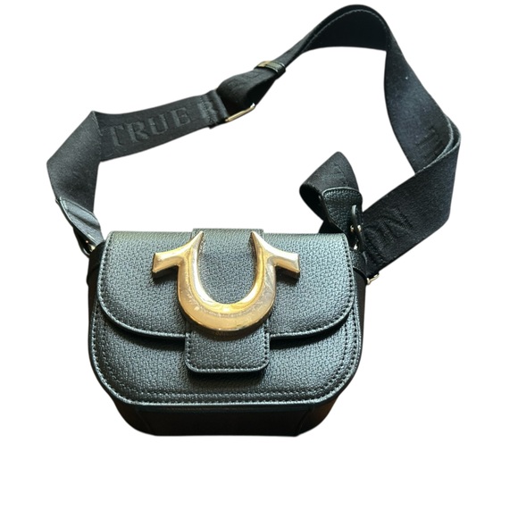 True Religion Women's Black Horseshoe‎ Logo Crossbody Bag - Picture 1 of 10